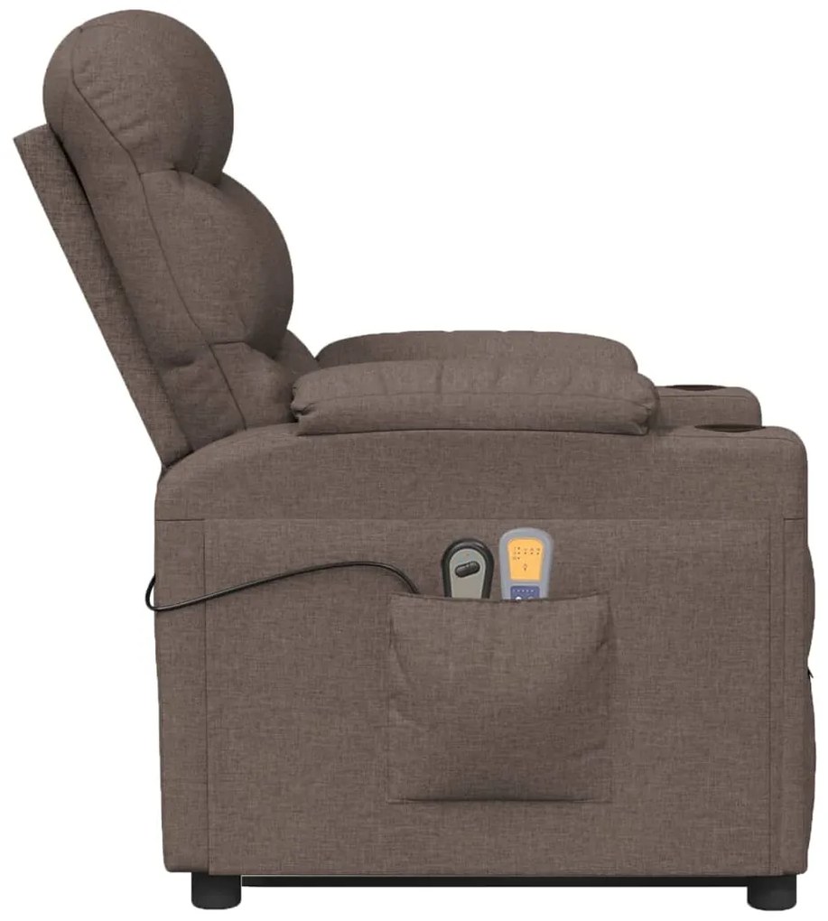 vidaXL Πολυθρόνα Μασάζ με Ανύψωση Taupe Υφασμάτινη