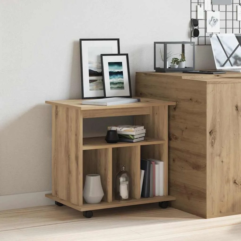 vidaXL Ντουλάπι Τροχήλατο Αρτισιανή Δρυς 60x45x60 εκ. Επεξεργ. Ξύλο