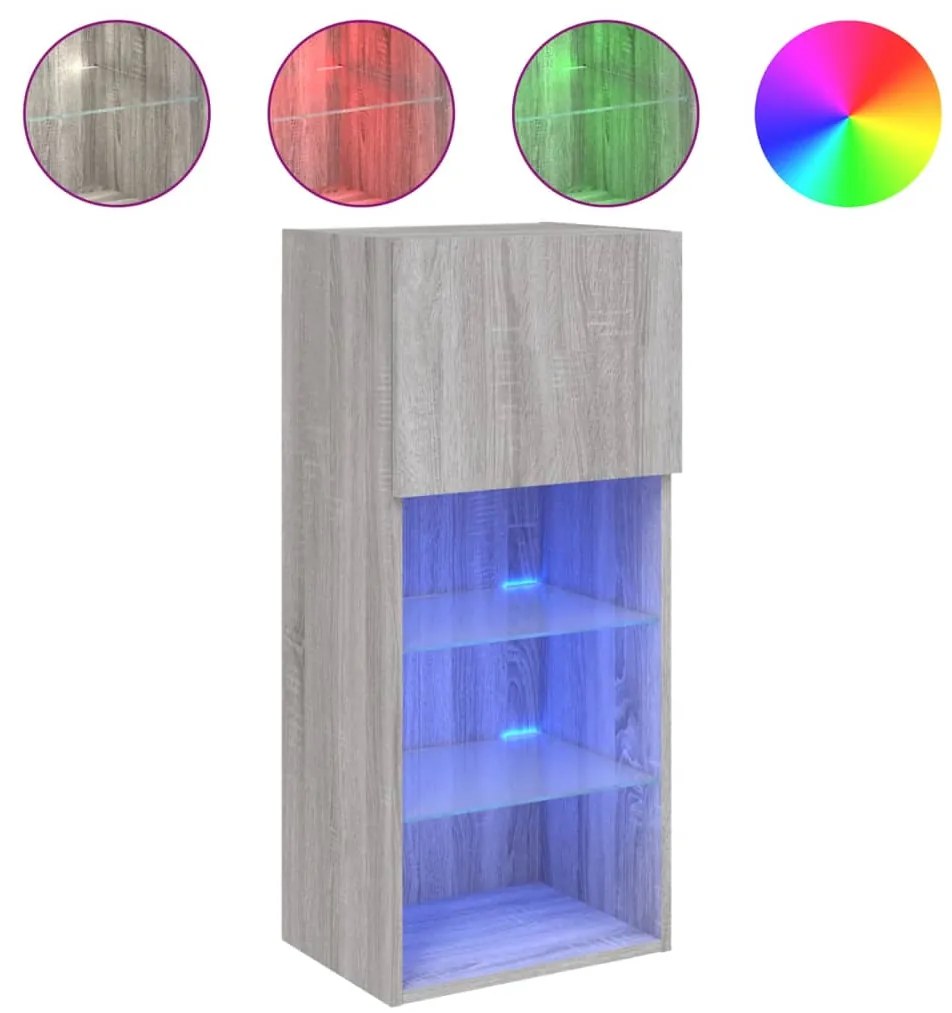 vidaXL Έπιπλο Τηλεόρασης με LED Γκρι Sonoma 40,5x30x90 εκ.