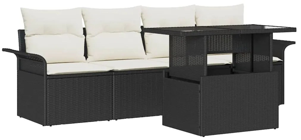 vidaXL Σετ Καναπέ Κήπου με μαξιλάρι 5 pcs Μαύρο Πολυ ράταν