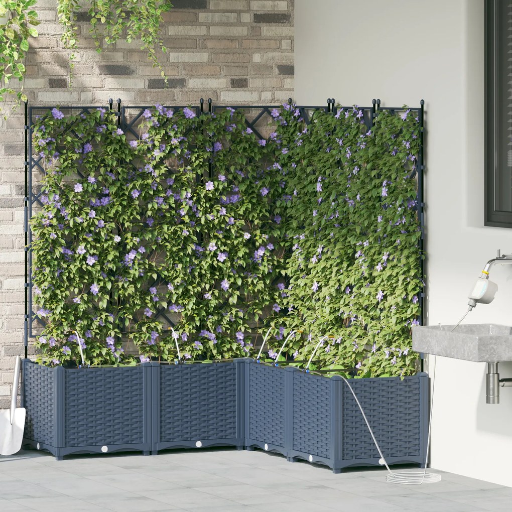 vidaXL Γλάστρες Κήπου 1 τεμ Καφασωτό Γκρι 120 x 120 x 142 cm Πλαστικό