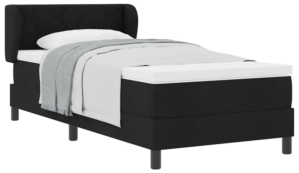 vidaXL Κρεβάτι box spring με στρώμα με στρώμα Μαύρο 90 x 200 cm ύφασμα
