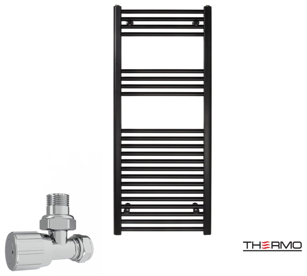 Thermo ALTO Θερμαινόμενη πετσετοκρεμάστρα από Mild Steel με υδραυλική λειτουργία, 120x50cm Black