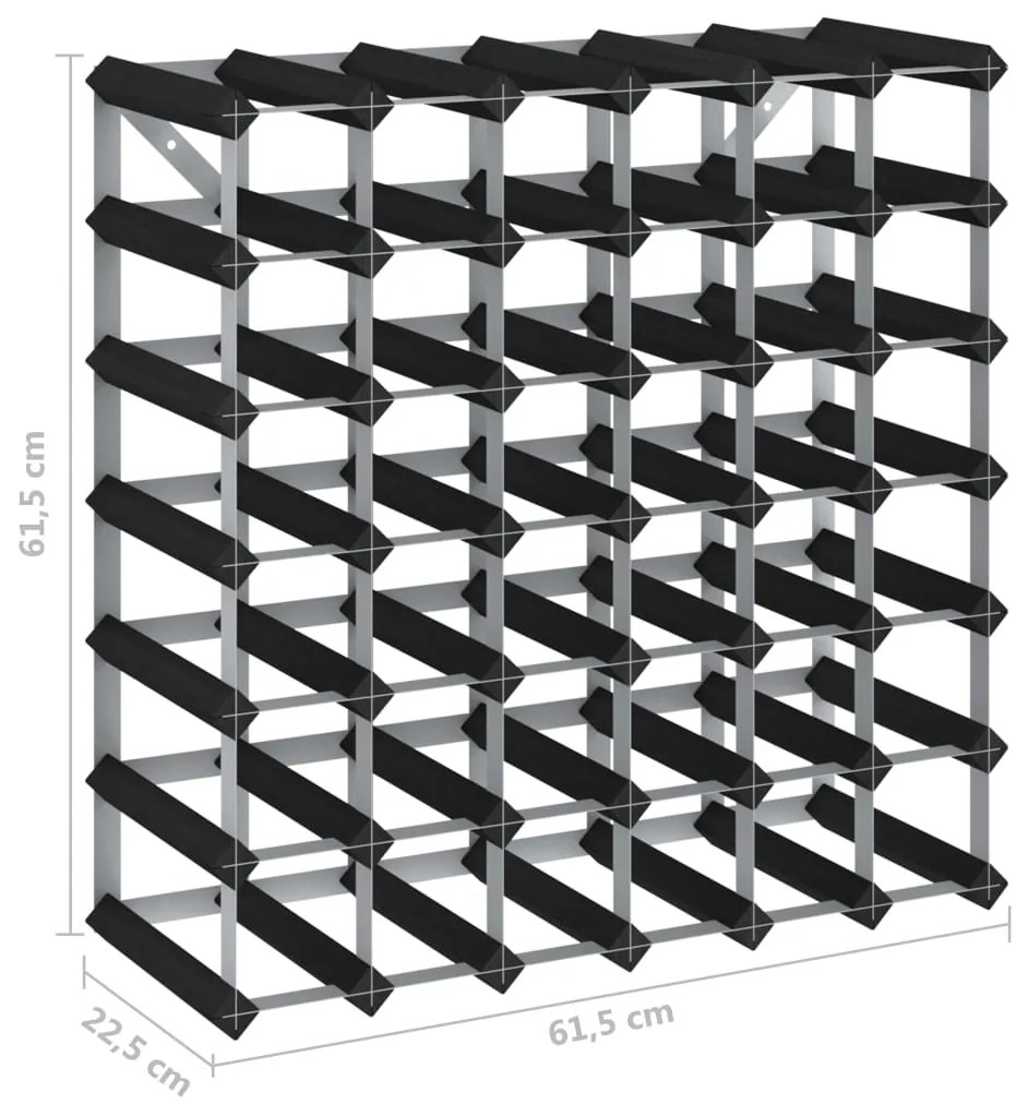 vidaXL Ραφιέρα/Σταντ Κρασιών για 42 Φιάλες Μαύρη Μασίφ Ξύλο Πεύκου