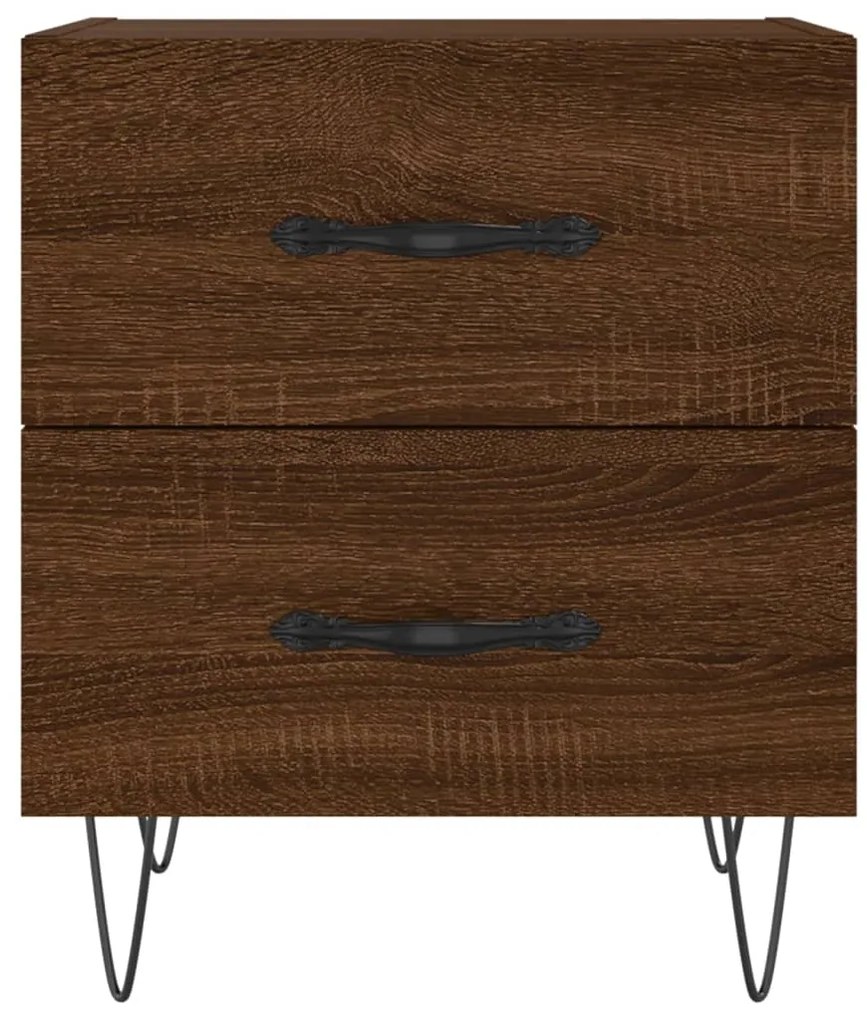 vidaXL Κομοδίνα 2 τεμ. Καφέ Δρυς 40 x 35 x 47,5 εκ. από Επεξεργ. Ξύλο