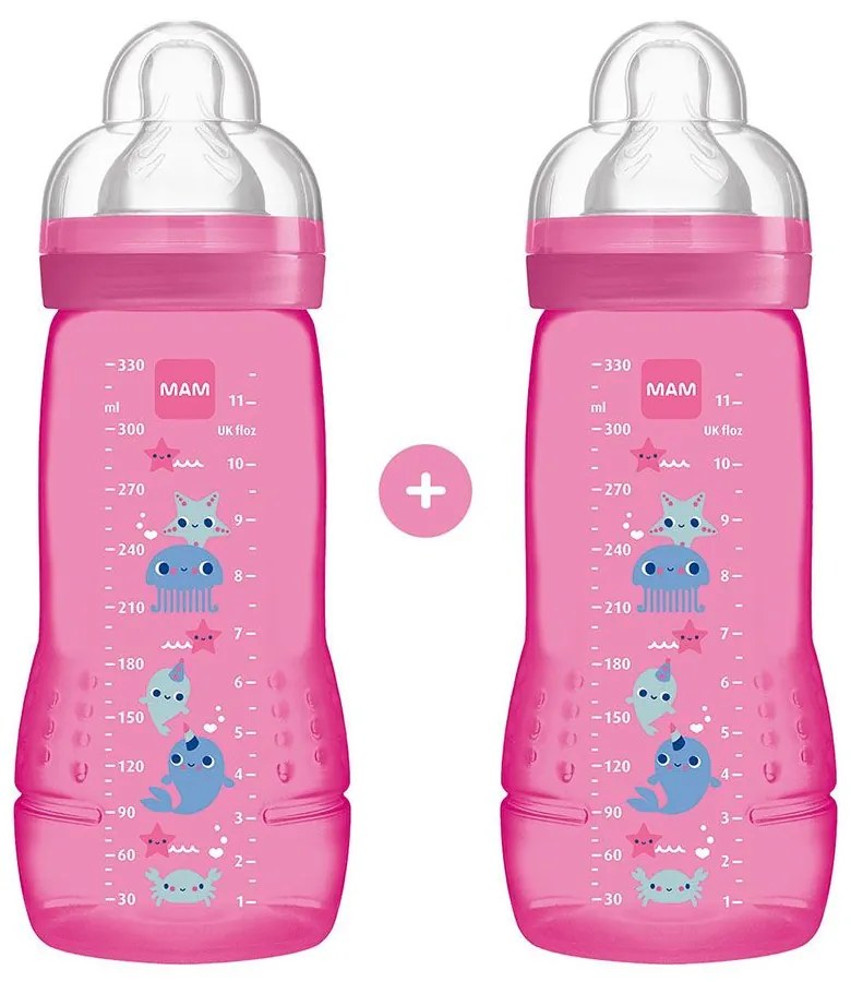 Μπιμπερό Easy Active Deep Ocean 365SG (Σετ 2τμχ) 330ml 4+ Μηνών Candy Pink Mam 330ml Silicon,Plastic