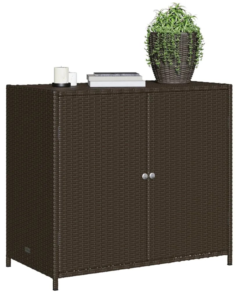 vidaXL Ντουλάπι Αποθήκευσης Κήπου Καφέ 83x45x76 εκ. Συνθετικό Ρατάν