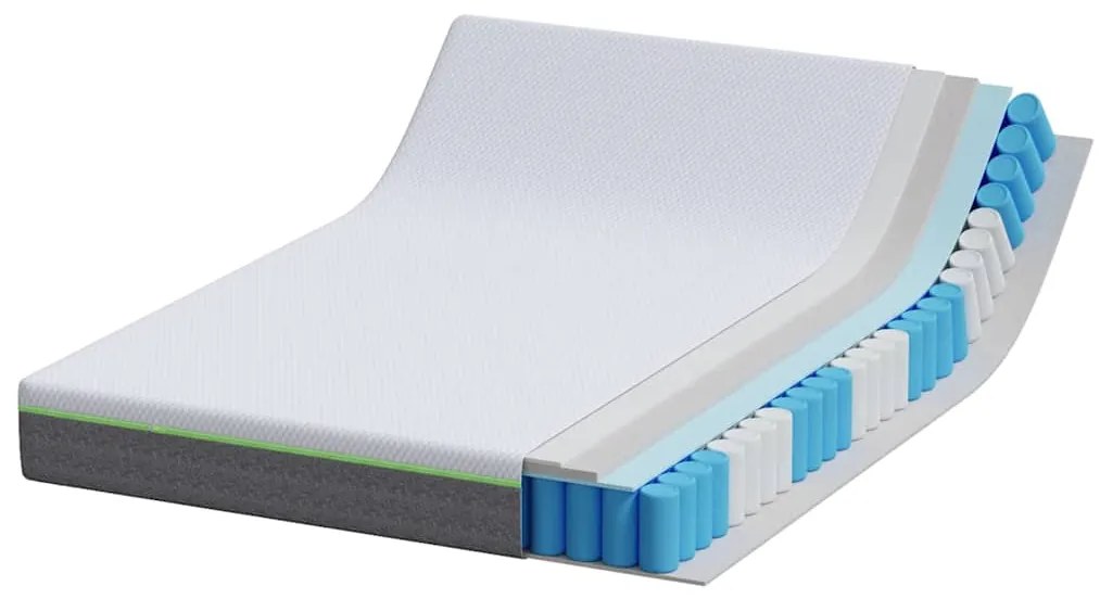 vidaXL Στρώμα Λευκό και Γκρι 140 x 190 cm Τσέπες ελατηρίων