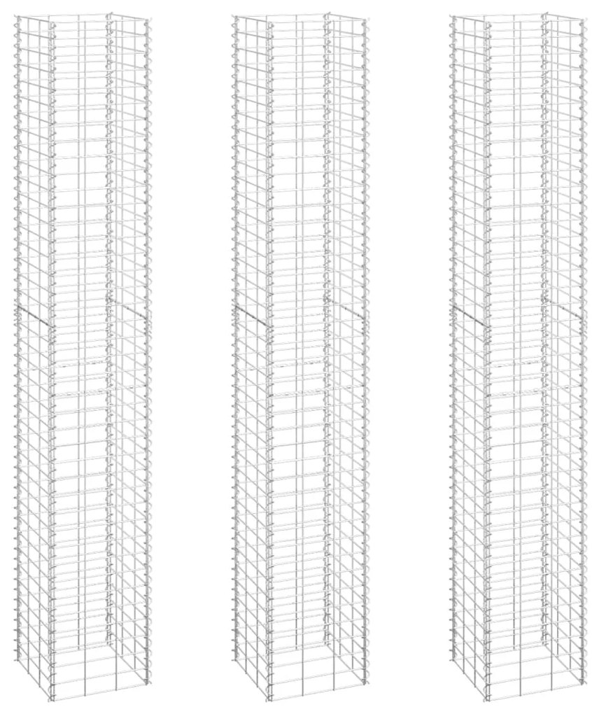 vidaXL Συρματοκιβώτια-Γλάστρες Υπερυψ. 3 τεμ. 30x30x200εκ. Σιδερένιες