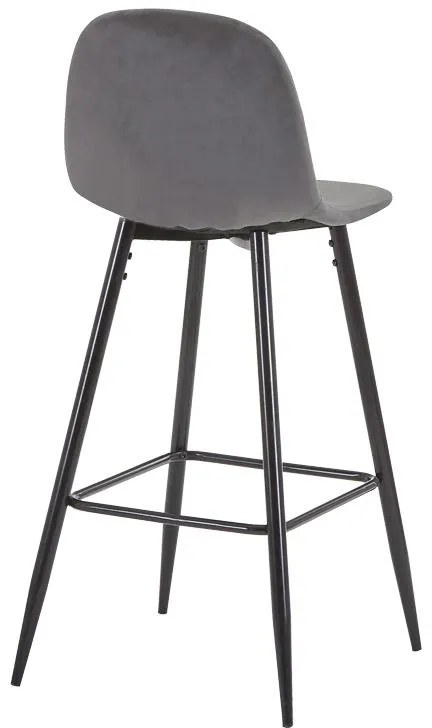 Σκαμπό μπαρ μεσαίου ύψους Bella ανθρακί βελούδο ύφασμα-πόδι μαύρο μέταλλο 41x47x93εκ 4αδα 41x47x93 εκ.