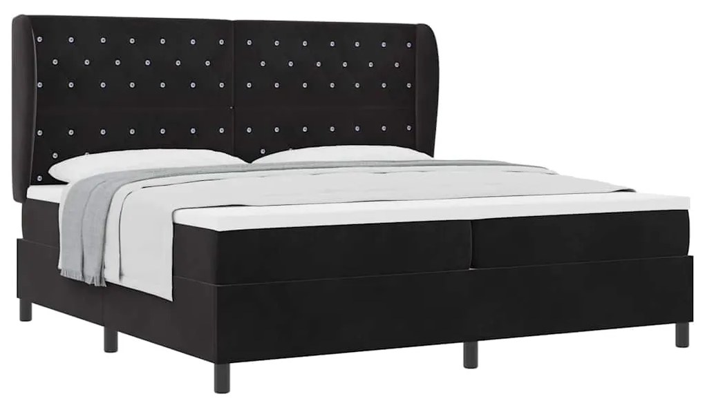 vidaXL Κρεβάτι με ελατήρια με στρώμα Μαύρο 200 x 200 cm Βελούδο