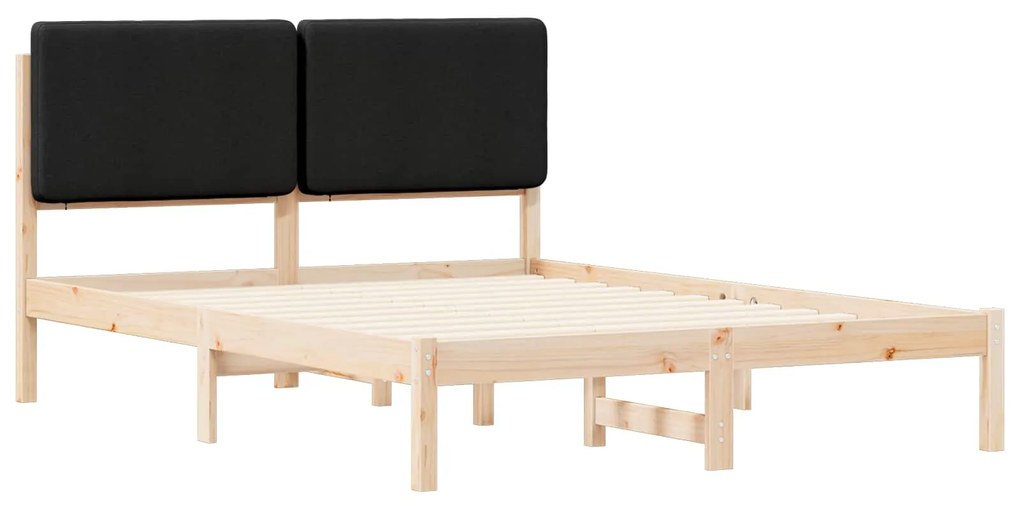 vidaXL Σκελετός Κρεβατιού με Επενδεδυμένο Κεφαλάρι Μαύρο 160 x 200 cm