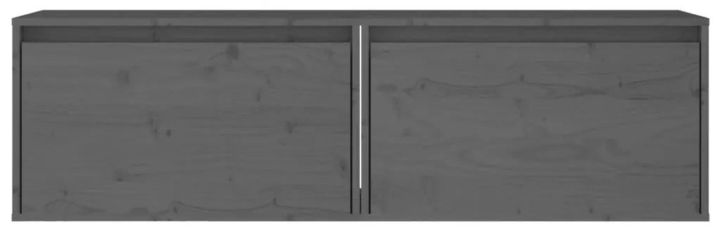 vidaXL Ντουλάπια Τοίχου 2 τεμ. Γκρι 60x30x35 εκ. από Μασίφ Ξύλο Πεύκου