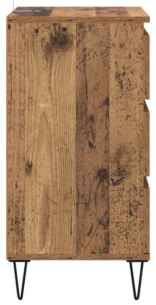 vidaXL Πλαϊνό γραφείο με συρτάρι Παλιό Ξύλο 40 x 35 x 70 εκ.