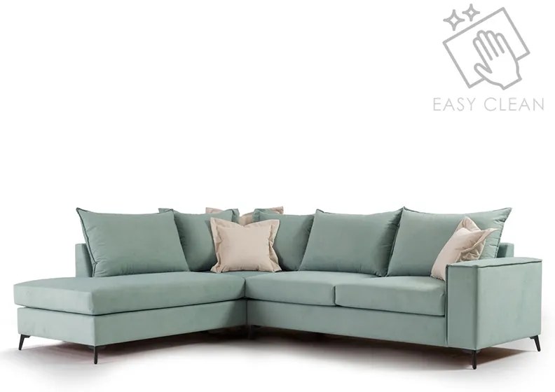 Γωνιακός καναπές δεξιά γωνία Romantic pakoworld ύφασμα Ciel-Cream 290x235x95εκ
