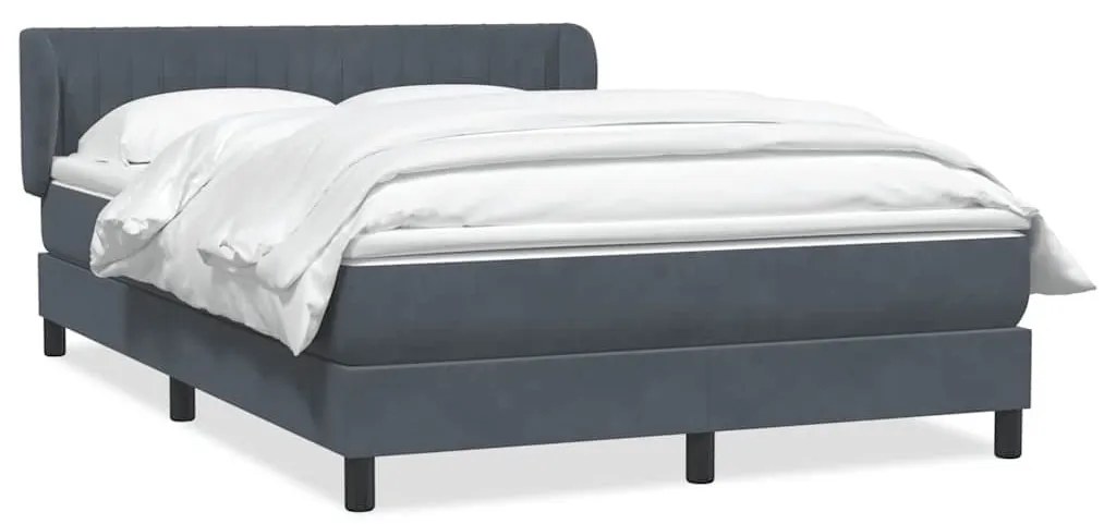 Κρεβάτι Boxspring με Στρώμα Σκούρο Γκρι 140x210 εκ. Βελούδινο - Γκρι