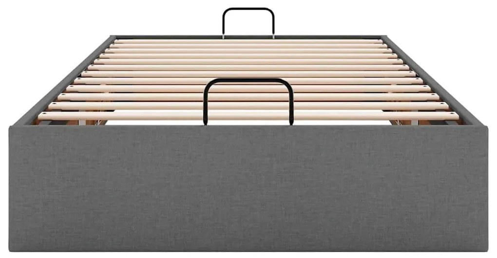 vidaXL Οθωμανικό πλαίσιο κρεβατιού χωρίς στρώμα Σκούρο γκρι Ύφασμα