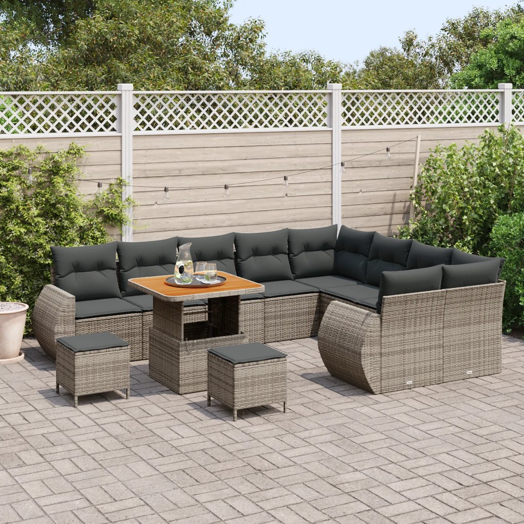 vidaXL Σετ Καναπέ Κήπου 12 pcs Γκρι συνθετικό ρατάν