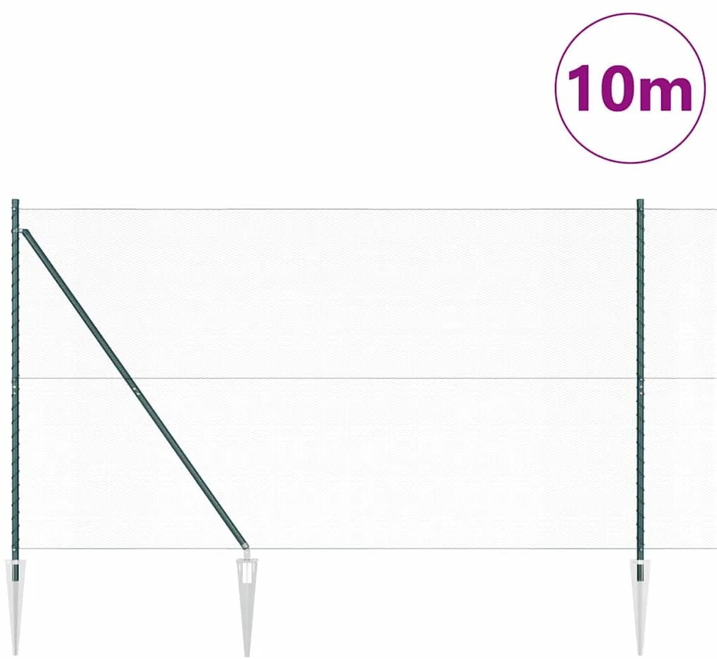 vidaXL Φράχτης με Στήλες. Πράσινο 1.6 x 10 m Ατσάλι με επικάλυψη PVC