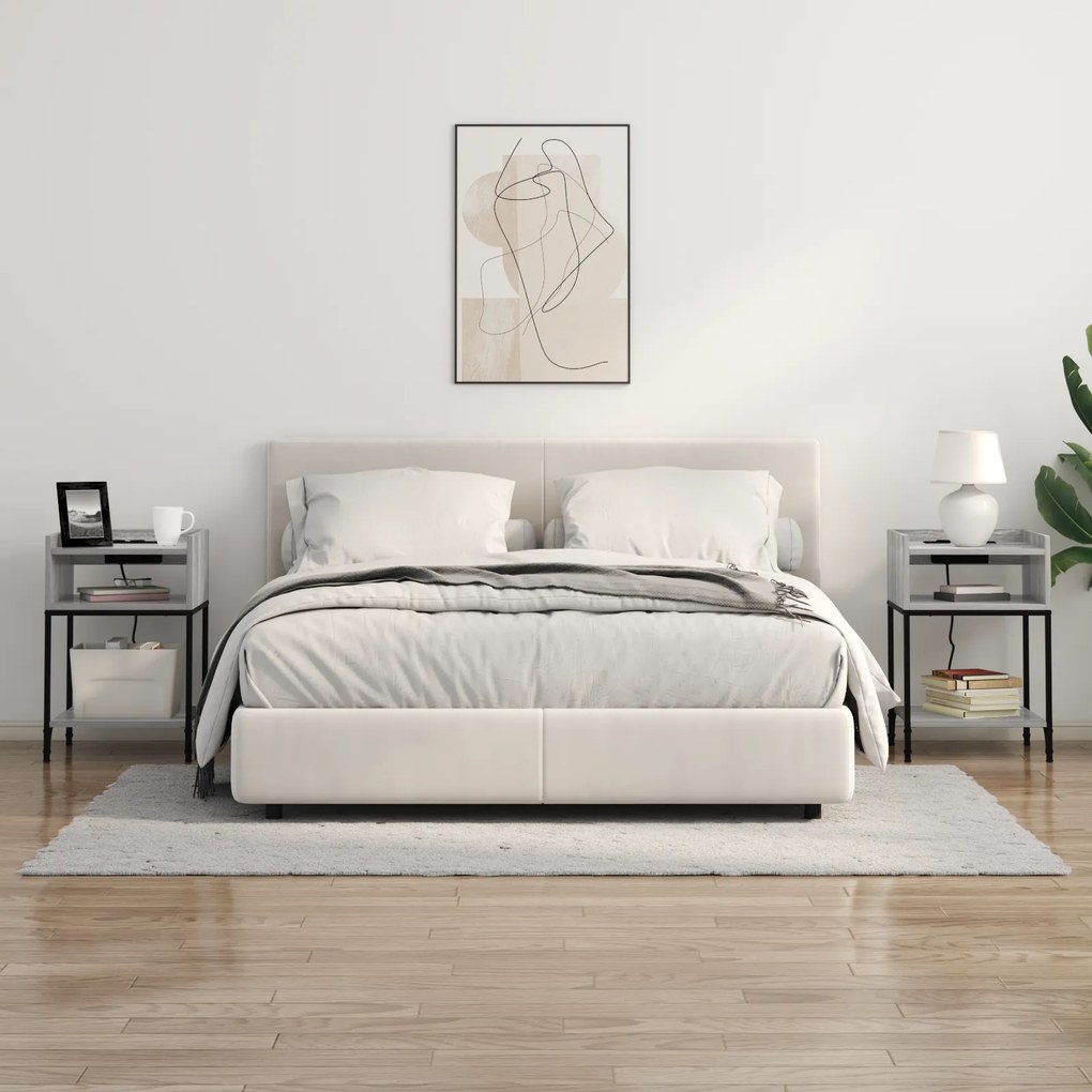 vidaXL Κομοδίνο με ράφι Γκρι sonoma 40 x 40 x 61 εκ Επεξεργασμένο ξύλο