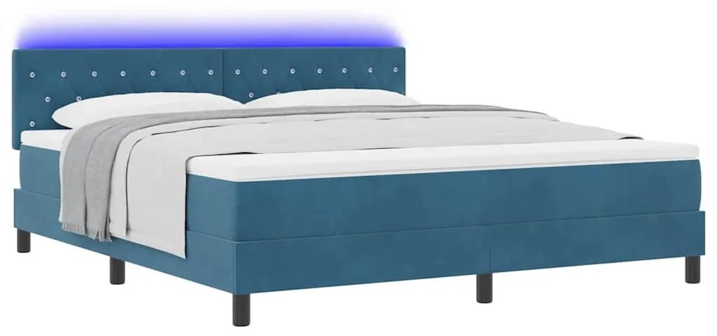 vidaXL Κρεβάτι με ελατήρια Σκούρο Μπλε 180 x 200 cm Βελούδο
