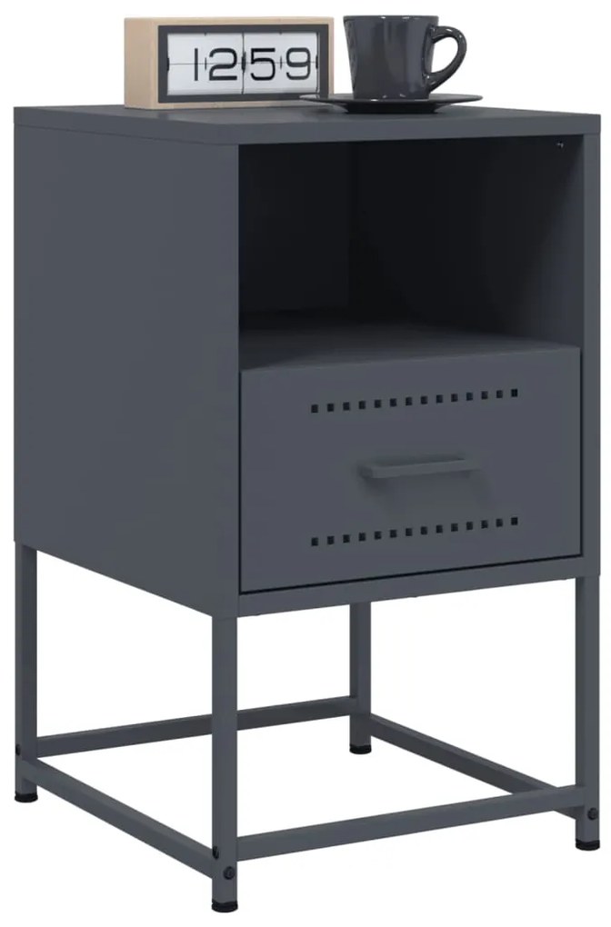 vidaXL Κομοδίνο Ανθρακί 36 x 39 x 60,5 εκ. Ατσάλινο