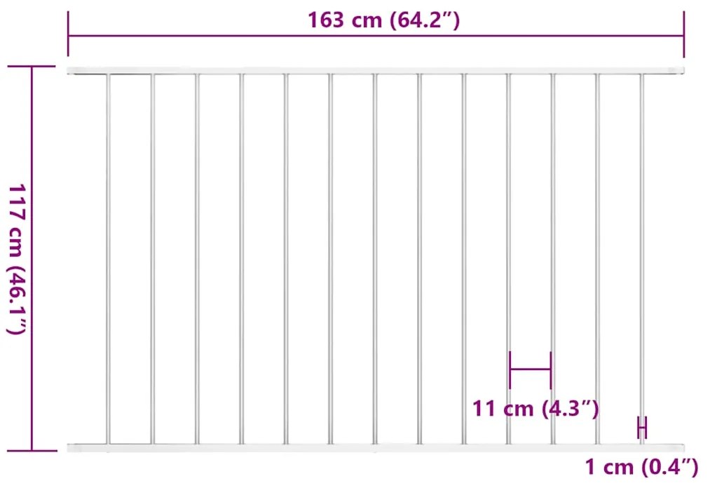 vidaXL Πάνελ Περίφραξης Λευκό 1,7x1,25 μ Ατσάλι με Ηλεκτροστατική Βαφή
