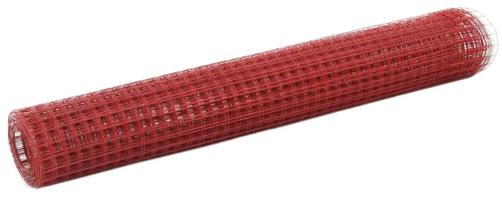 vidaXL Συρματόπλεγμα Εξάγωνο Κόκκινο 25x1 μ. Ατσάλι με Επικάλυψη PVC