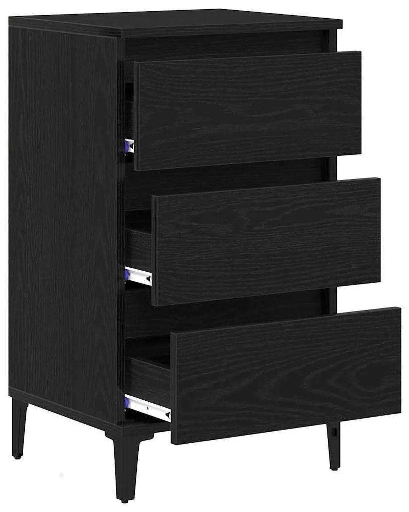 vidaXL Κομοδίνο Μαύρη Οξυά 45 x 35 x 44 εκ. Επεξεργασμένο ξύλο