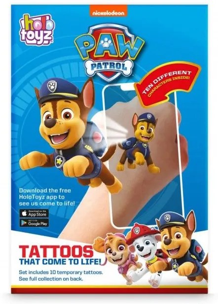 Paw Patrol Augmented Reality Τατουάζ που Ζωντανεύουν HoloToyz TT60PawPatrol