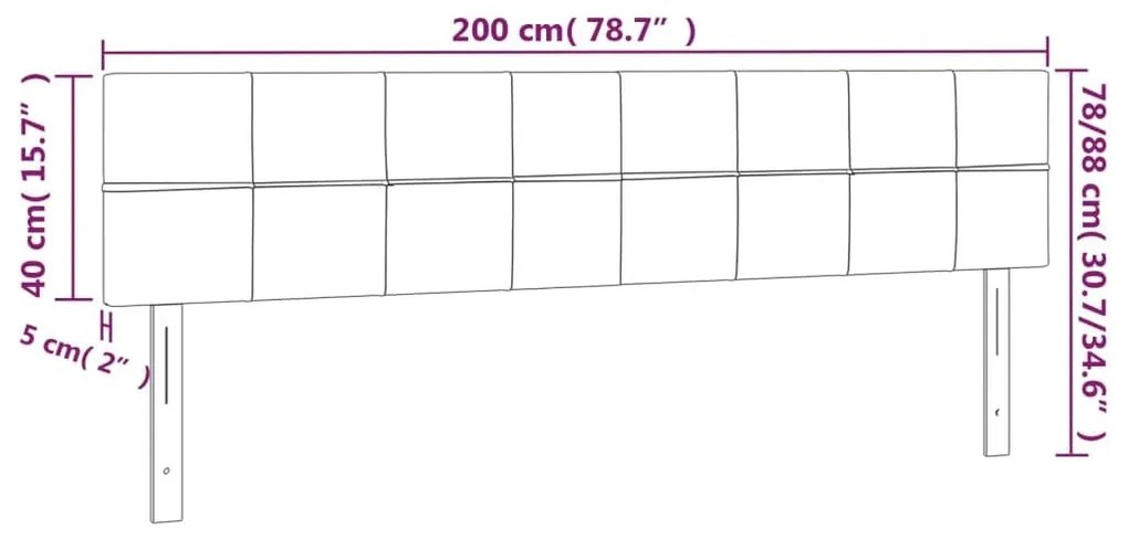 Κεφαλάρια Κρεβατιού 2 τεμ.Σκούρο Μπλε 100x5x78/88 εκ. Βελούδινο - Μπλε