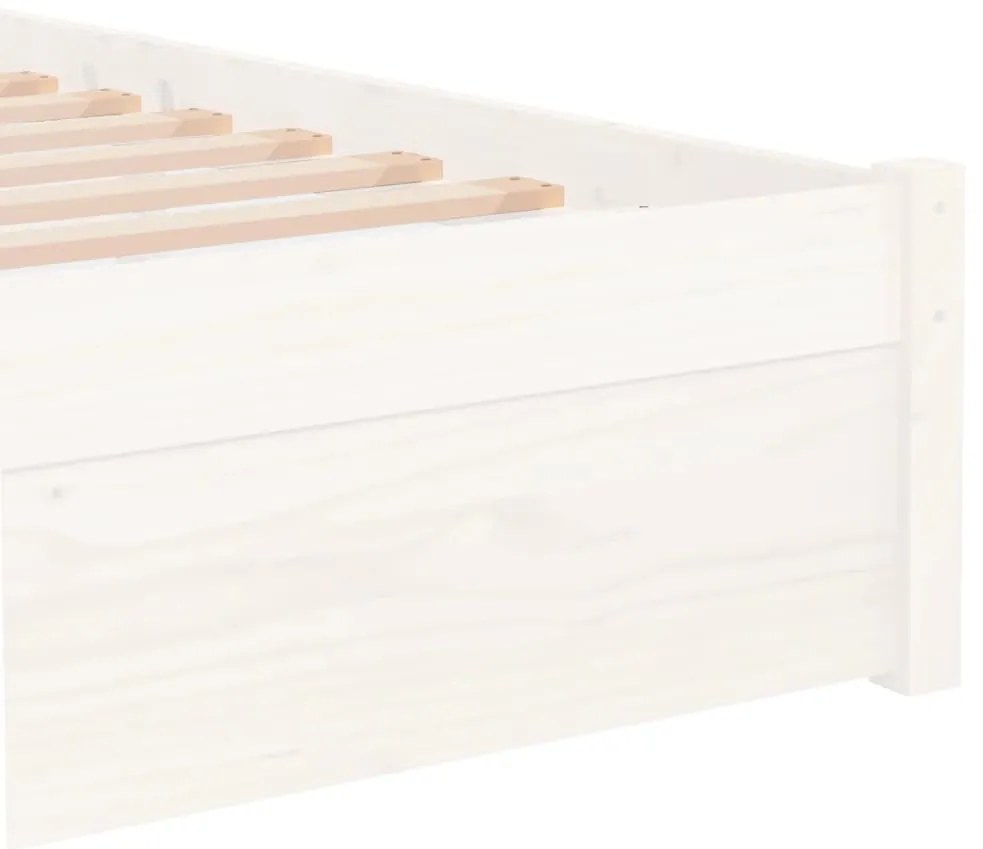 vidaXL Πλαίσιο Κρεβατιού Λευκό 75x190 εκ. Μασίφ Ξύλο Small Single