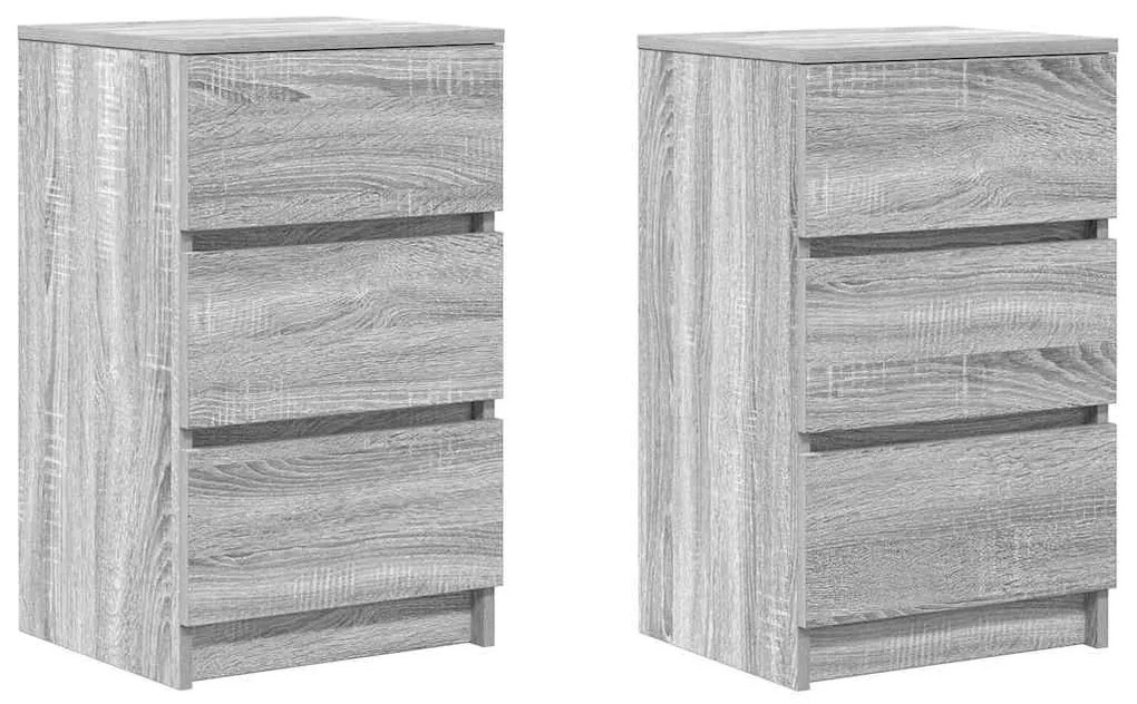 Κομοδίνα με 3 συρτάρια 2 τεμάχια Γκρι Sonoma 39x35x65 εκ. - Γκρι