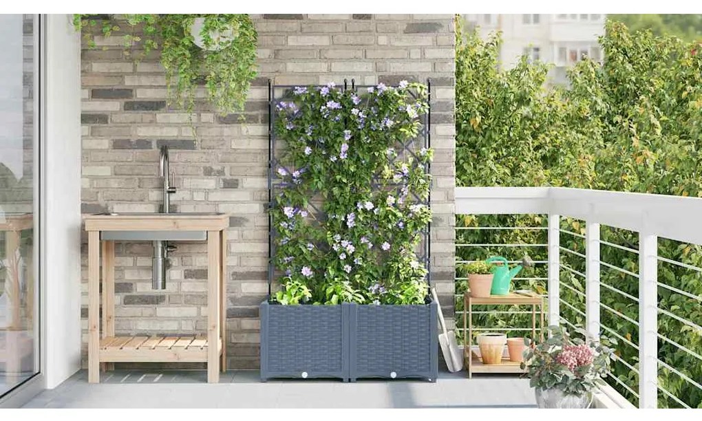 vidaXL Κηποτινάκι με Τρέλα 2 pcs Ανοιχτό γκρι 80 x 40 x 143 εκ. PP