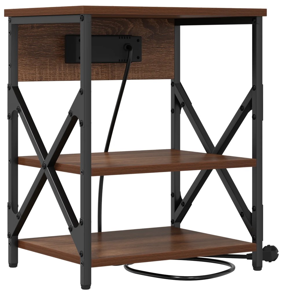 vidaXL Κομοδίνο με ράφι Καφέ δρυς 41 x 31 x 51 εκ. Επεξεργασμένο ξύλο