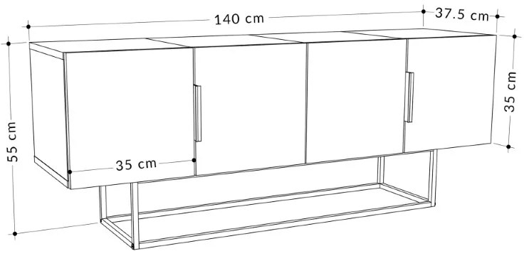 Έπιπλο τηλεόρασης Tontini pakoworld φυσικό-λευκό 140x37.5x55εκ