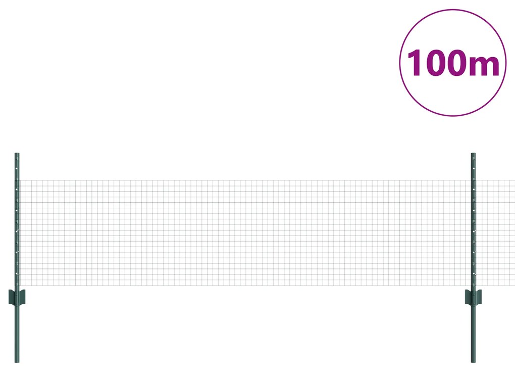 vidaXL Συγκολλητός φράχτης με 44 U Posts Πράσινος 0,5x100 μ Χάλυβας