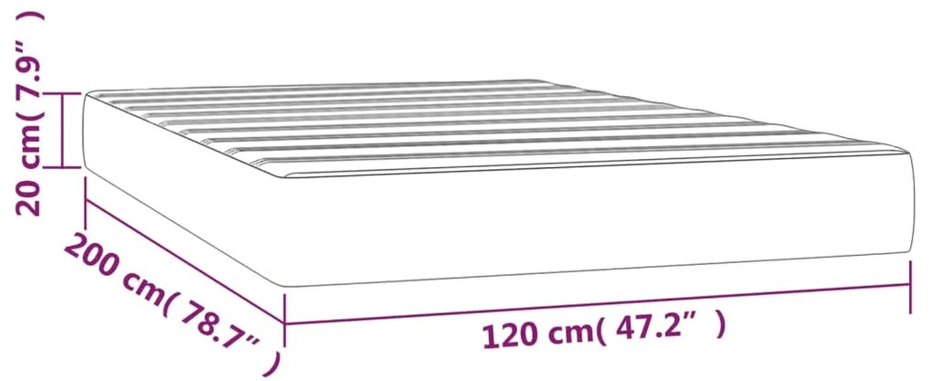 vidaXL Στρώμα με Pocket Springs Ροζ 120x200x20 εκ. Βελούδινο