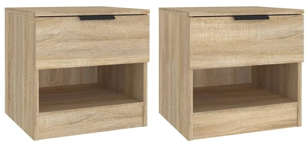 vidaXL Κομοδίνα 2 τεμ. Καπνιστή Δρυς από Επεξεργασμένο Ξύλο