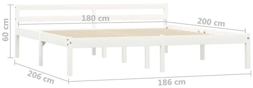 vidaXL Πλαίσιο Κρεβατιού Λευκό 180 x 200 εκ. από Μασίφ Ξύλο Πεύκου