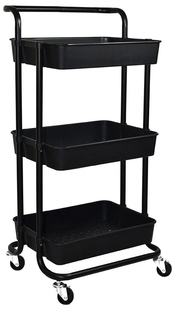Estia Τρόλει Κουζίνας Μεταλλικό 3 Θέσεων 43x36x86cm, Μαύρο