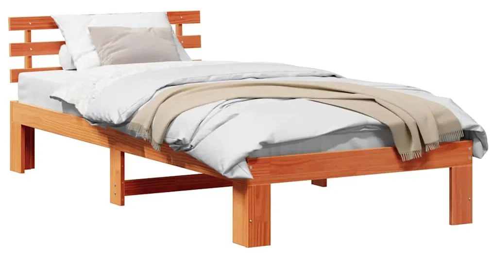 vidaXL Σκελετός Κρεβατιού Καφέ 100 x 200 cm Μασίφ ξύλο πεύκου