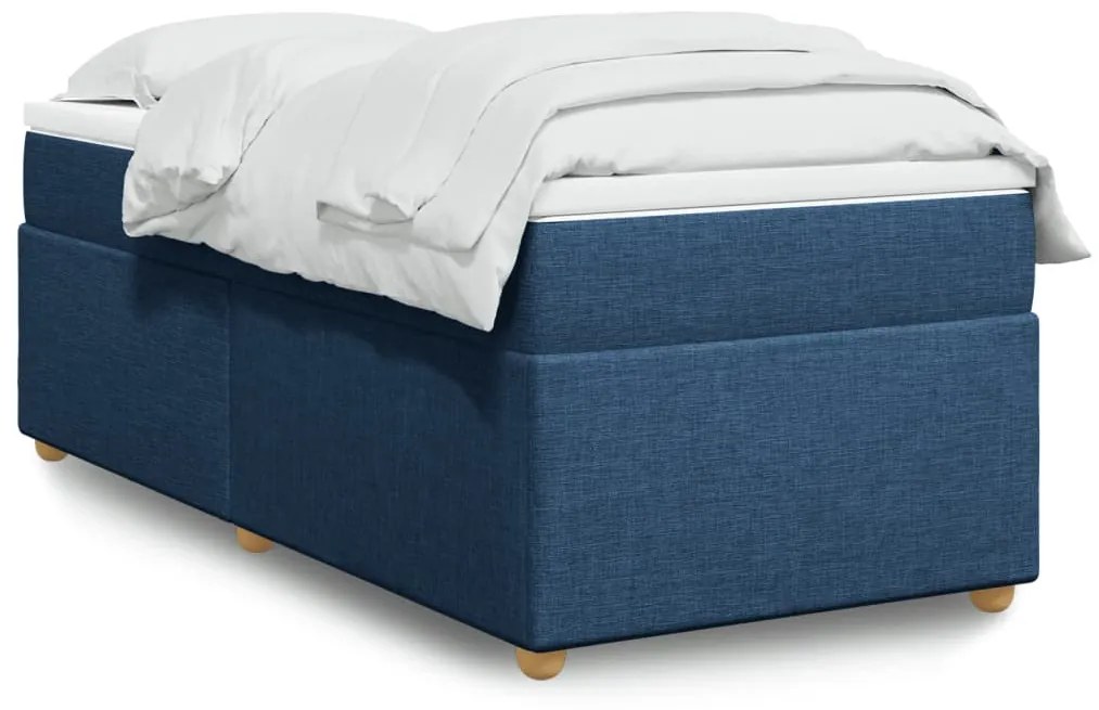 vidaXL Κρεβάτι Boxspring με Στρώμα Μπλε 90x200 εκ.Υφασμάτινο