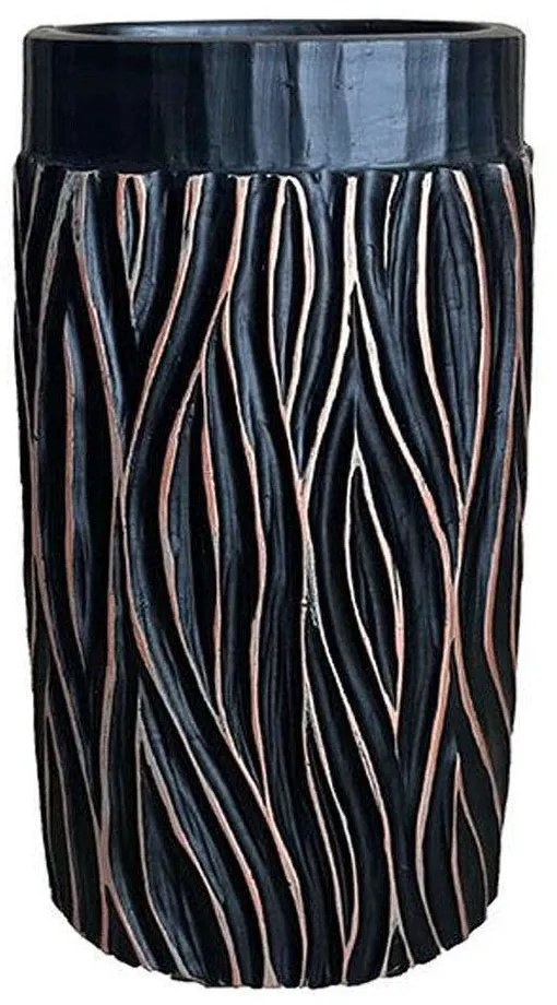 Βάζο 0038-223-042 16x11x30cm Black-Bronze Πολυρεσίνη