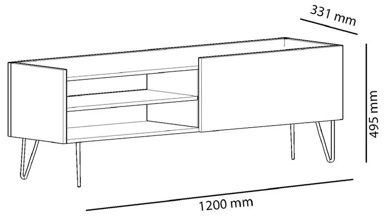 Έπιπλο τηλεόρασης Veronica χρώμα ανθρακί-φυσικό 120x33x49,5εκ