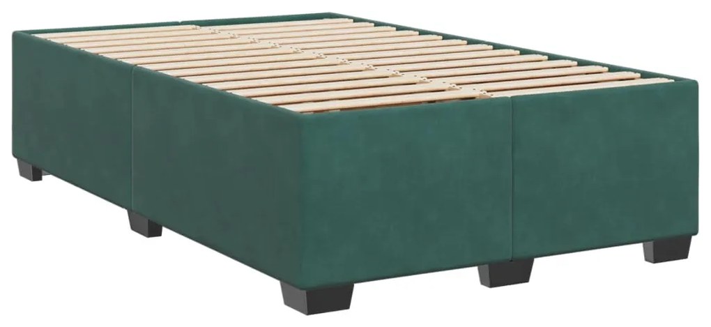 vidaXL Κρεβάτι Boxspring με Στρώμα Σκούρο Πράσινο 120x190εκ. Βελούδινο