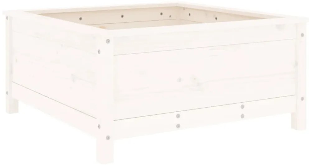 vidaXL Ζαρντινιέρα Λευκή 82,5 x 82,5 x 39 εκ. από Μασίφ Ξύλο Πεύκου