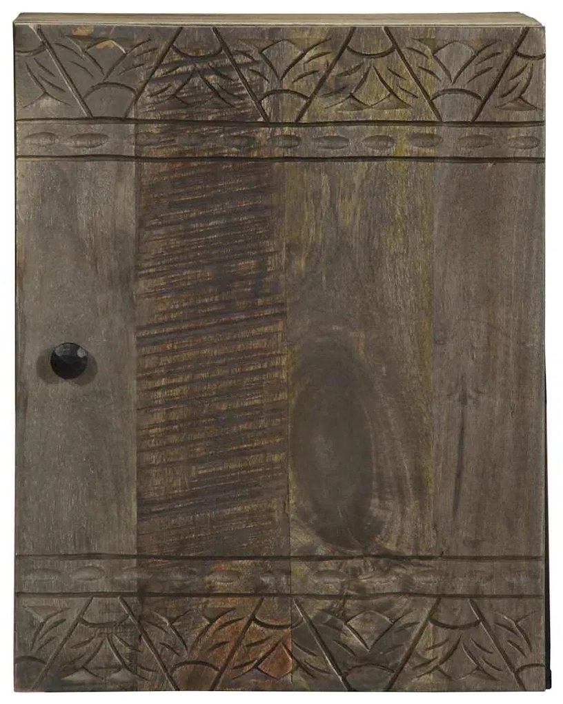 Ντουλάπι Μπάνιου Επιτοίχιο 38x33x48 εκ. από Μασίφ Ξύλο Μάνγκο - Μαύρο