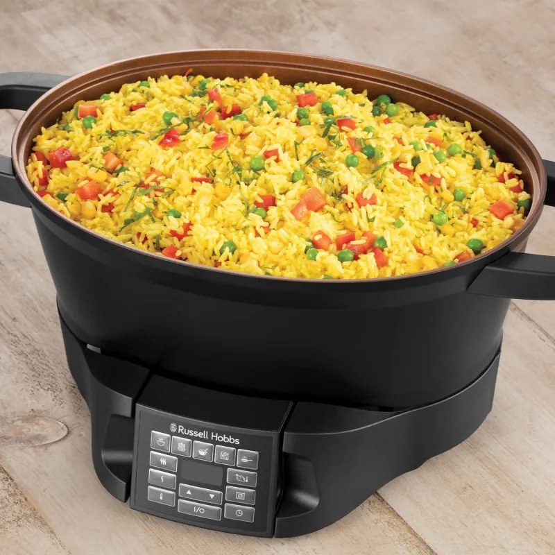 Russell Hobbs Good-to-Go Multicooker 28270-56, 750W, 6.5L, 8 προγράμματα, Χρονοδιακόπτης, Κρύες λαβές, 59% πιο ενεργειακά αποδοτικό, Εύκολο καθάρισμα, Μαύρο