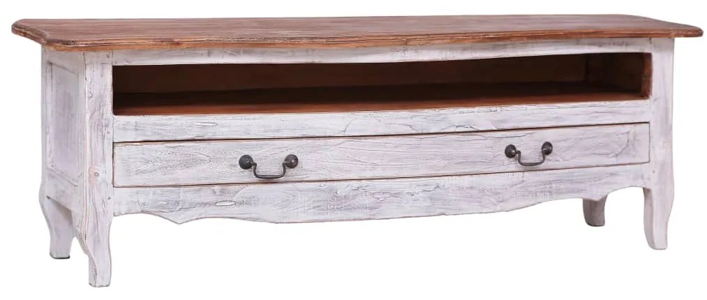 vidaXL Έπιπλο Τηλεόρασης Λευκό 120 x 30 x 40 εκ. από Μασίφ Μαόνι